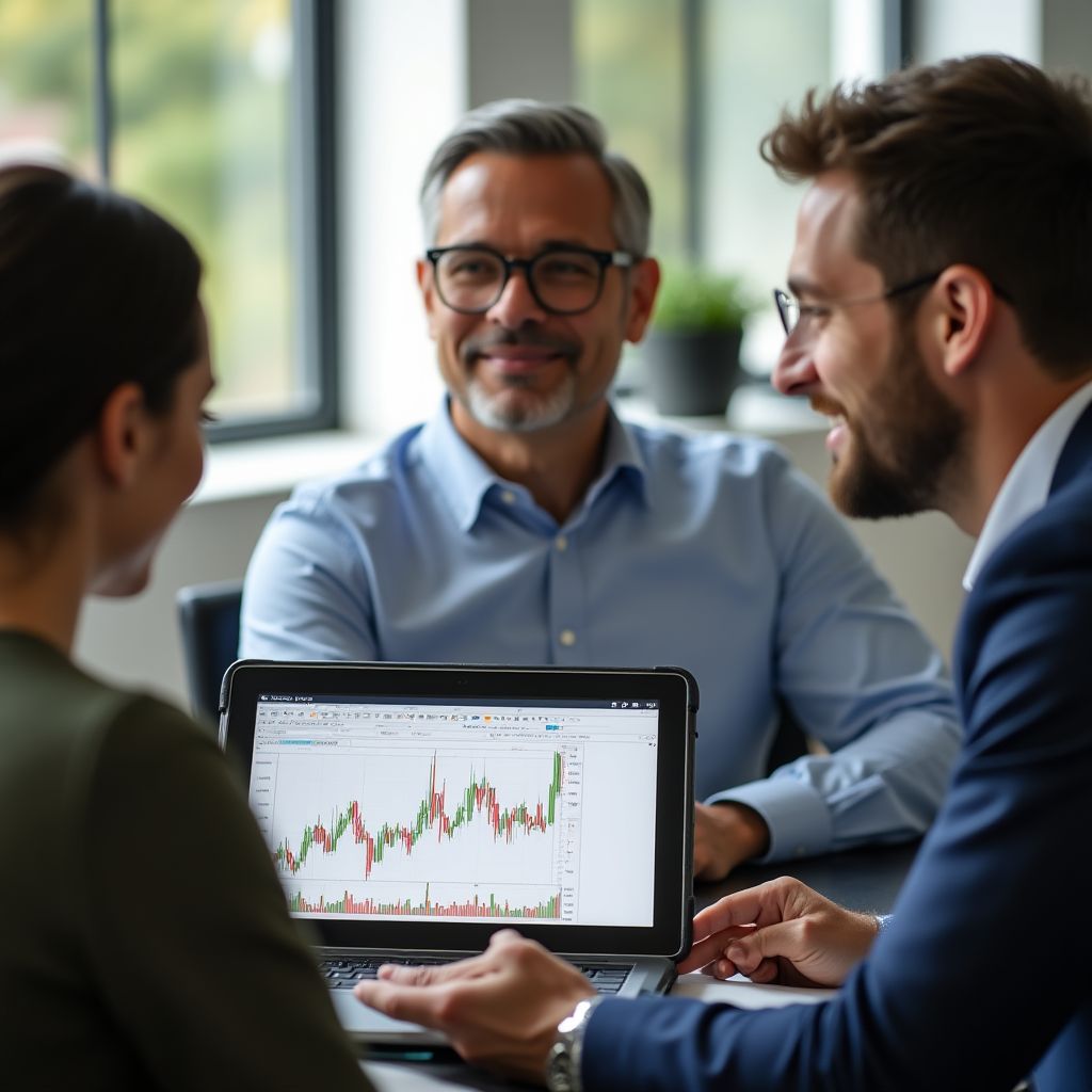 Asesor financiero en una reunión con un cliente