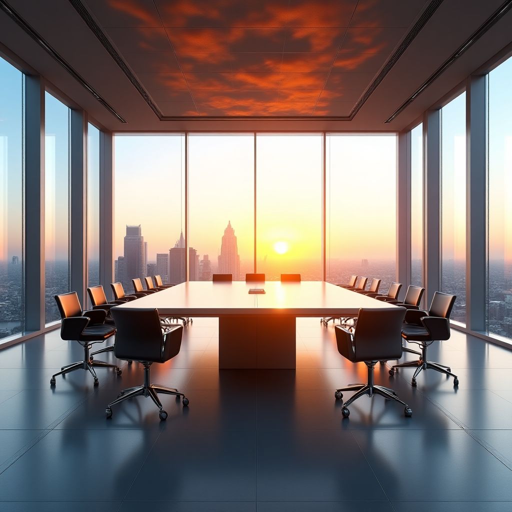 Oficina moderna con vista a Buenos Aires