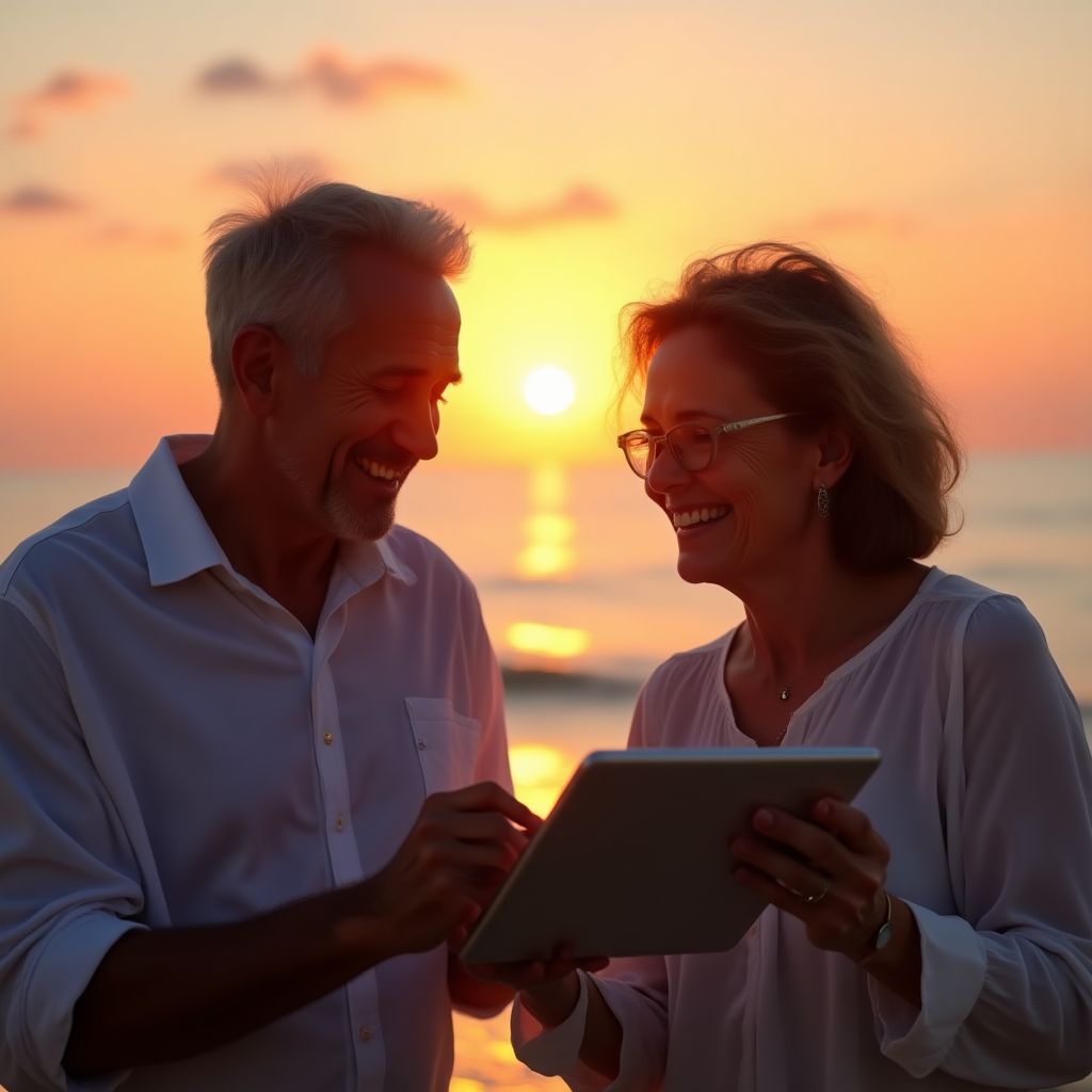 Pareja planificando su jubilación